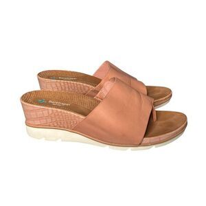 Baretraps Posture Plus Pink Faux Leather Wedge Thong Sandals Size‎ 11 M